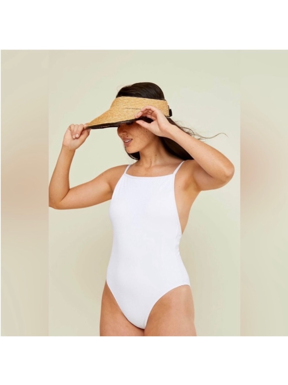 Andie White Square-Neck One-Piece Swimsuit